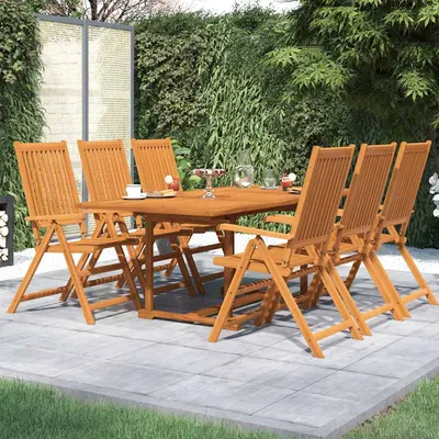vidaXL Set mobilier de grădină, 7 piese, lemn masiv de acacia, 150-200 cm