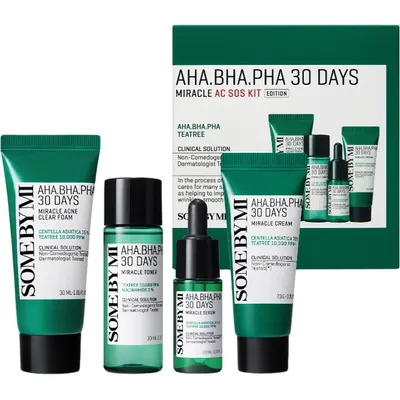 Kit pentru ten acneic AHA BHA PHA 30 Days Miracle, 4 produse, Some By Mi