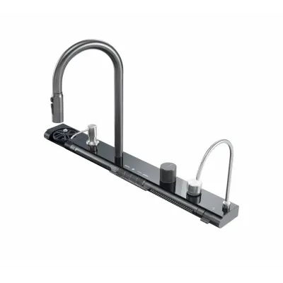 Consolă multifuncțională dotată cu baterii și accesorii,display digital led, culoare : negru ,compatibilă cu chiuveta AB7546D-A-6-3-BLK