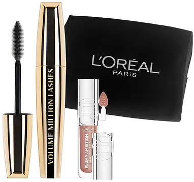 Set L'Oréal - Rimel pentru gene Volume Million Lashes, 10.5 ml + Ulei pentru buze, 650 Nude Macaron, 5 ml