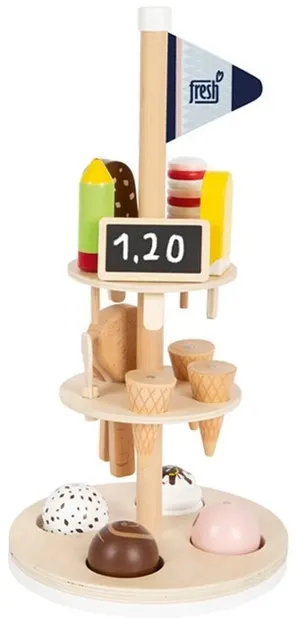 Set din lemn Small Foot - Stand pentru inghetata, cu accesorii