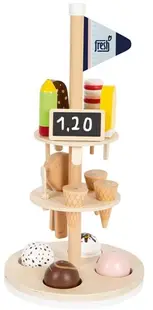 Set din lemn Small Foot - Stand pentru inghetata, cu accesorii
