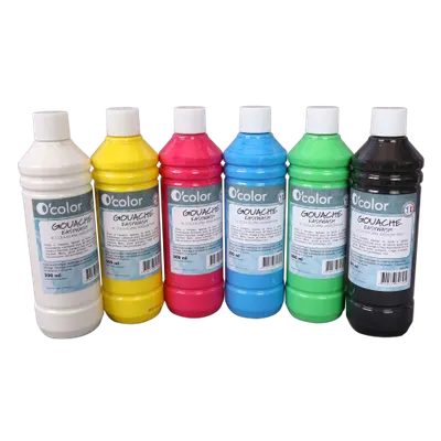 Guasa lavabila 6 x 500 ml, culori primare