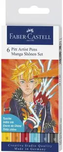Set de markere Faber-Castell Pitt Artist - Manga Shonen, 6 culori