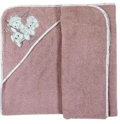 Prosop cu gluga bebe Bambino Casa - Paris Rosa, 100 х 100 cm