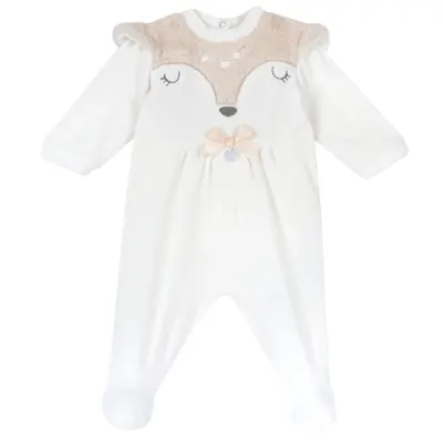 Salopeta bebelusi Chicco din velur, alb, 02611-65MFCI