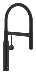 Baterie de bucatarie Grohe Essence 30503KF0, 3/8 inch, pipa extra inalta, tip C, dus extractabil, 2 pulverizari, mat, Negru