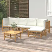 Gossi set mobilier de gradina cu perne alb crem, 6 piese, bambus