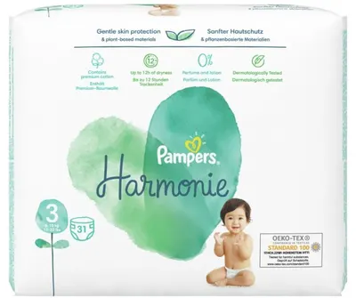 Scutece bebelusi Pampers - Pure 3, 31 buc.