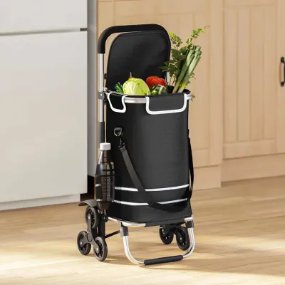 vidaXL Carucior de cumpărături 1 Negru 47 x 39 x 100,5 cm