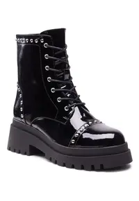 Ghete dama - piele ecologica - fermoar - negru - Negru