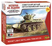 Model asamblabil Zvezda Militare: Tancuri - Tanc ușor sovietic BT-7A (asamblare fără lipici)