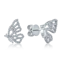 Cercei din aur alb cu diamante marquise si rotunde de 0.3ct