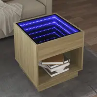 Gossi masuta de cafea cu led infinity, stejar sonoma, 50x50x50 cm