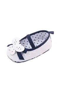Pantofi Model Butterfly - Casual - Textil - Fete - Banda elastica - Alb - Bleumarin