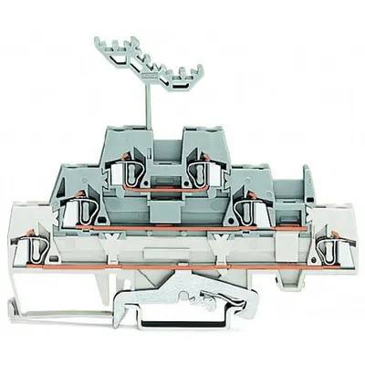 Triple-deck terminal block; Shield/through/through terminal block; with marker carrier; for DIN-rail 35 x 15 and 35 x 7.5; 2.5 mm²; CAGE CLAMP®; 2,50 mm²; white/gray/gray