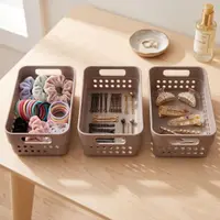 Set de 3 coșulețe de depozitare, 350ml, Storage Solutions, 12x7x5 cm, taupe
