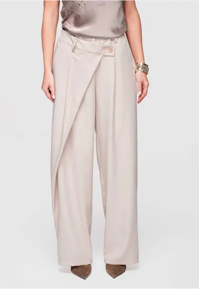 Pantaloni eleganti cu croi larg OW-PA-E0003 - Bej