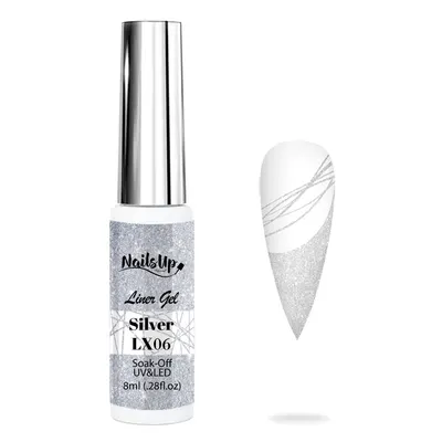 Gel NAILSUP Liner LX06 Silver 8ml pentru Pictură, Nail Art și Linii Fine
