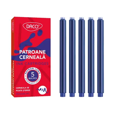 Patroane cerneala format lung 5buc/set, albastru, Daco