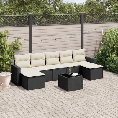 Gossi set mobilier de gradina cu perne, 8 piese, negru, poliratan