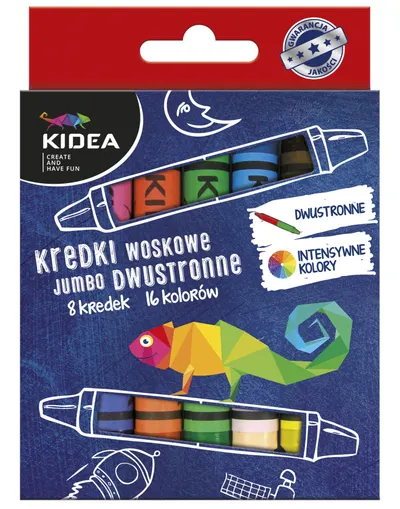 Pasteluri cerate Kidea Jumbo - cu doua varfuri, 8 buc, 16 culori