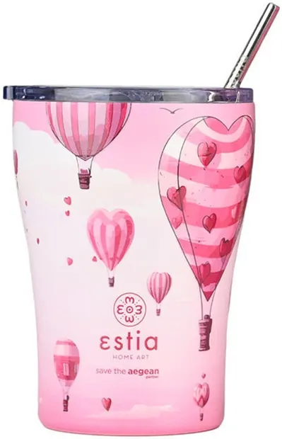 Cană termică cu pai Estia Save the Aegean - Love Ascend, 350 ml