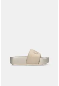 Papuci flatform cu imprimeu monograma - Auriu