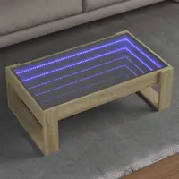 vidaXL Măsuță de cafea cu LED infinity, stejar sonoma, 90x53x30 cm