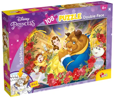 Puzzle cu două fețe Liscianipentru colorat 108 piese - Frumoasa și Bestia