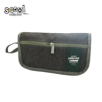 Penar tip etui, urban, 2 fermoare, green, 22.5x7x12 cm, S-COOL