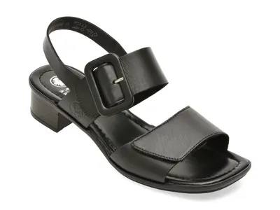 Sandale RIEKER negre, 62663, din piele naturala