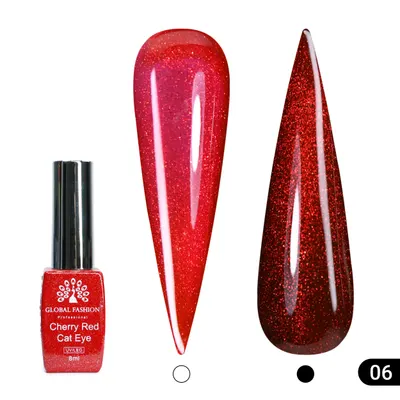 Ojă semipermanentă ochi de pisică Cherry Red Cat Eye Global Fashion, 8ml, 006 Engros