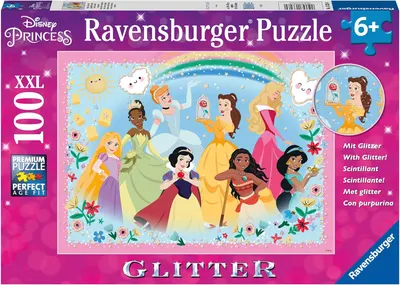 Puzzle cu brocart Ravensburger din 100 XXL de piese - Prințesele Disney