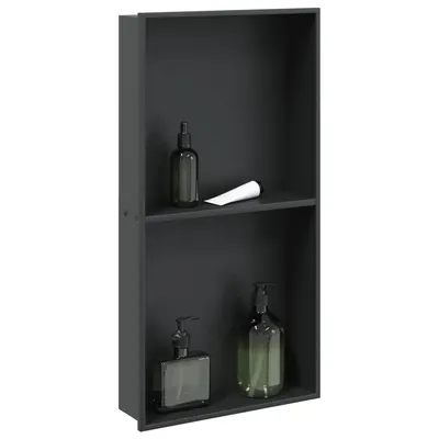 vidaXL Nișă de duș, negru mat, 32x62x9 cm, oțel inoxidabil