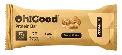 Baton proteic vegan, unt de arahide, 12 х 60 g, Oh!Good