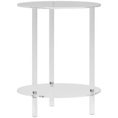 HOMCOM Măsuță Joasă Rotundă cu 2 Niveluri pentru Interior, Măsuță de Cafea din Acrilic, Ø40x50 cm, Transparentă | Aosom Romania