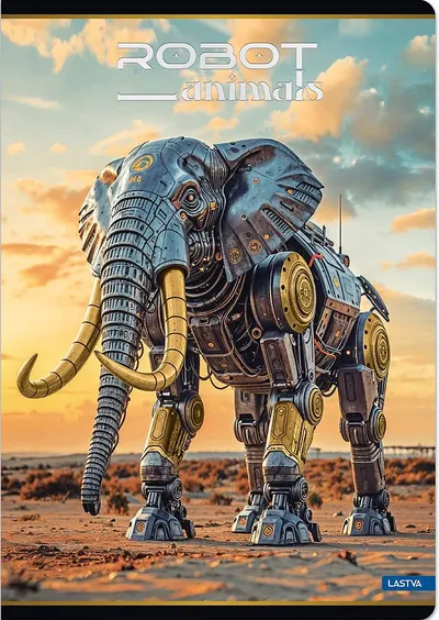 Caiet Lastva Robot Animals - A5, 52 file, linii largi, sortiment
