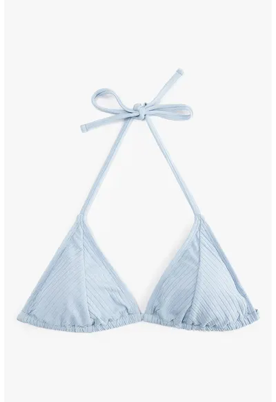 Sutien halter de baie cu cupe triunghiulare - Albastru pal