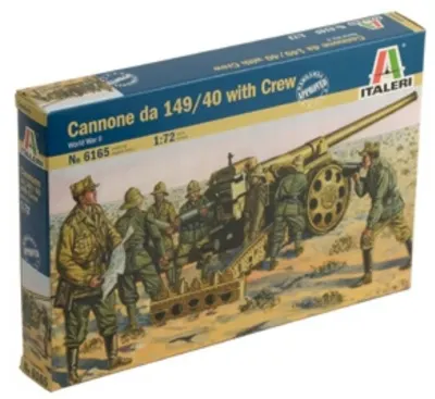 Model de asamblat Italeri Военни: Tancuri – Tun de câmp italian Cannone da 149/40 cu echipaj, 9 figurine