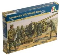 Model de asamblat Italeri Военни: Tancuri – Tun de câmp italian Cannone da 149/40 cu echipaj, 9 figurine