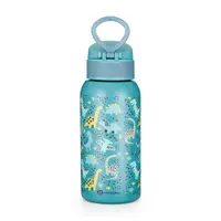 Sticla termos lichide, Petite&Mars, Dino Park, Cu cioc, Din otel inoxidabil, Cu mentinere de temperatura calda pana la 12 h, Rece pana la 24 h, 500 ml, Fara BPA, Cu maner de transport, 3 ani+, Albastru