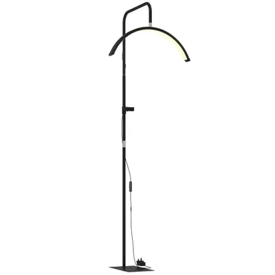 HOMCOM Lampă de Podea LED cu Cap Semilună, Înălțime și Temperatură de Culoare Reglabile, Telecomandă, Negru | Aosom Romania