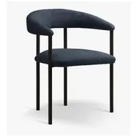 Scaun de living negru/albastru închis cu cotiere tapițat Lea – Micadoni