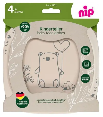 Set farfurii pentru copii NIP - Eat Green, 2 bucăți, bej
