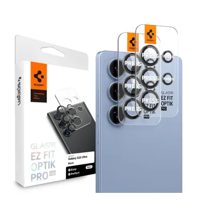 Folie de protectie Camera Spate Spigen GlastR EZ FIT Optik Pro HD pentru Samsung Galaxy S25 Ultra S938, Sticla Securizata, Set 2 bucati, Neagra