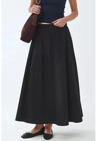 Fusta midi talie elastica - neagra