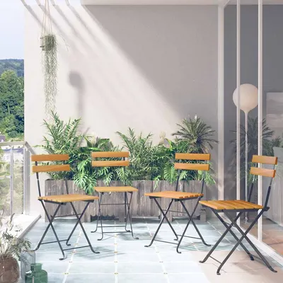 vidaXL Scaun bistro pliabil, 4 buc., lemn masiv de salcâm
