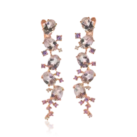 Cercei lungi din aur roz cu pietre pretioase si semipretioase de 7.45ct
