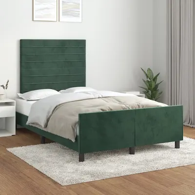 Gossi cadru de pat cu tablie, verde inchis, 120x200 cm, catifea